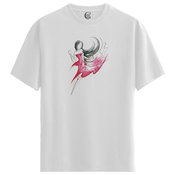 Flow Dancer - %100 Pamuklu Kadın Beyaz Tişört - Premium Quality ürün görseli 1