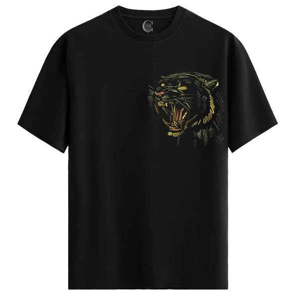 Roaring Beast %100 Pamuklu Kadın Siyah Tişört - Premium Quality ürün görseli 1