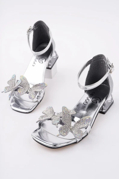 Muggo KENZİE Kelebek Detaylı Bilekten Bağlamalı Kız Çocuk Kısa Topuklu Ayakkabı - 4