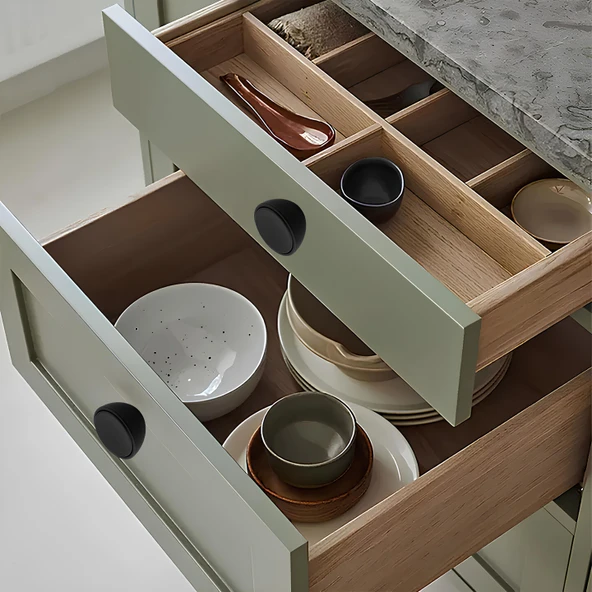 Polimer Düğme Kulp İçbükey Mat Siyah Dolap Mobilya Mutfak Dolabı Çekmece Kulpu Kulbu 10 Adet - Resim 5