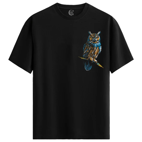 Wise Owl %100 Pamuklu Kadın Siyah Tişört - Premium Quality