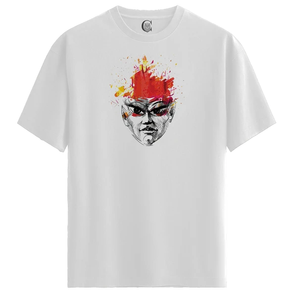 Fire Head - %100 Pamuklu Kadın Beyaz Tişört - Premium Quality