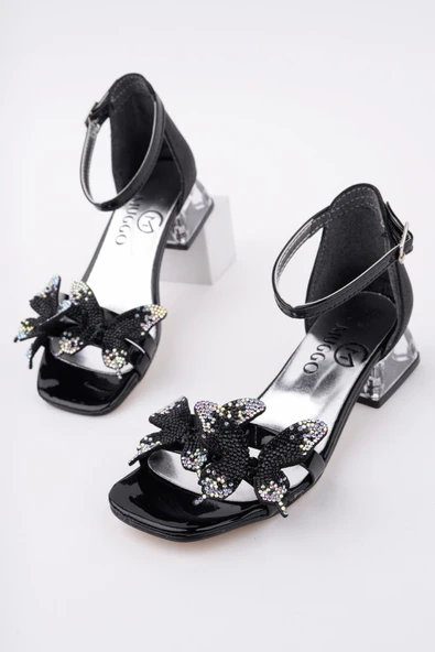 Muggo KENZİE Kelebek Detaylı Bilekten Bağlamalı Kız Çocuk Kısa Topuklu Ayakkabı - 11