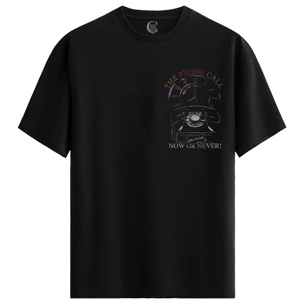 Phone Call %100 Pamuklu Erkek Siyah Tişört - Premium Quality ürün görseli