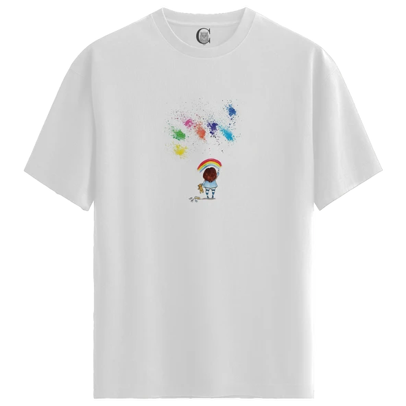 Rainbow Dreamer - %100 Pamuklu Kadın Beyaz Tişört - Premium Quality