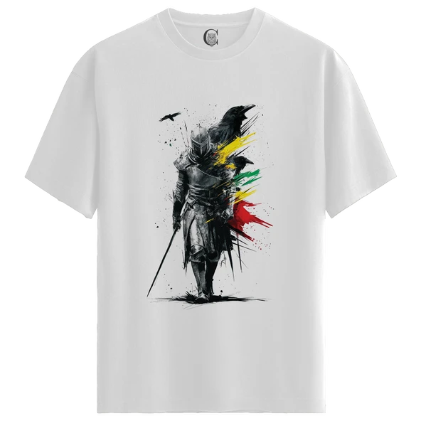 Raven Knight - %100 Pamuklu Erkek Beyaz Tişört - Premium Quality