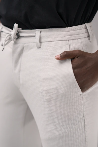 Slimfit Armürlü Full Likralı Esnek Beli Lastikli Yazlık Jogger Pantolon - Resim 4