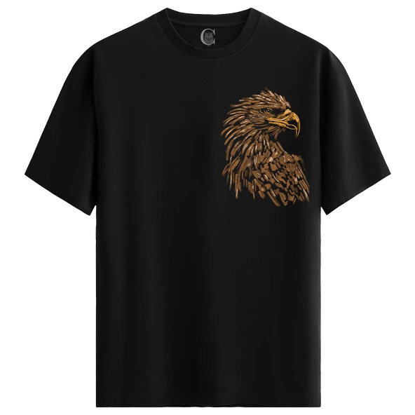 Eagle Sketch %100 Pamuklu Erkek Siyah Tişört - Premium Quality