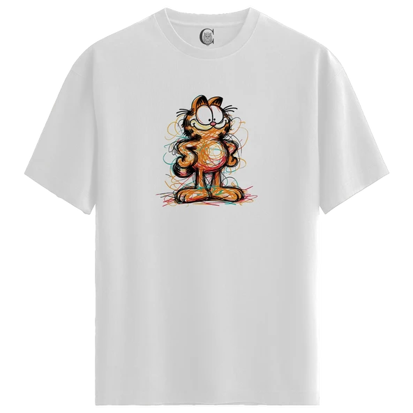 Abstract Cat - %100 Pamuklu Kadın Beyaz Tişört - Premium Quality