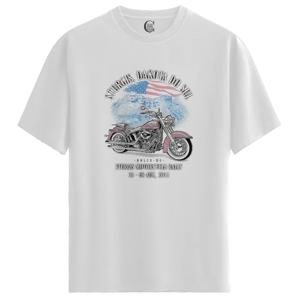 Sturgis Moto - %100 Pamuklu Kadın Beyaz Tişört - Premium Quality