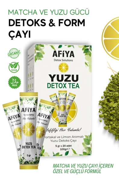 Matcha (MAÇA) Ve Yuzu Detoks Çayı, Kilo Vermeye Yardımcı Diyet Form Çayı 20 Adet 100 gr