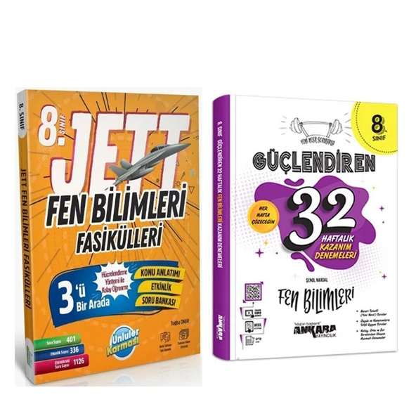 Ünlüler Karması 8. Sınıf Fen Bilimleri JETT Soru Fasikülleri ve Ankara Deneme Seti 2 Kitap