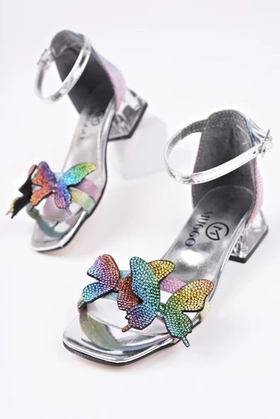 Muggo KENZİE Kelebek Detaylı Bilekten Bağlamalı Kız Çocuk Kısa Topuklu Ayakkabı - 8