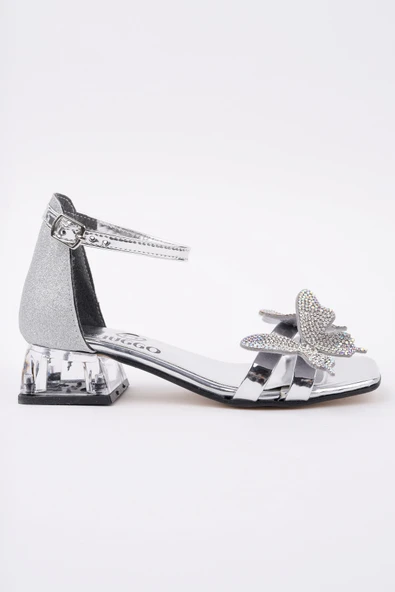 Muggo KENZİE Kelebek Detaylı Bilekten Bağlamalı Kız Çocuk Kısa Topuklu Ayakkabı