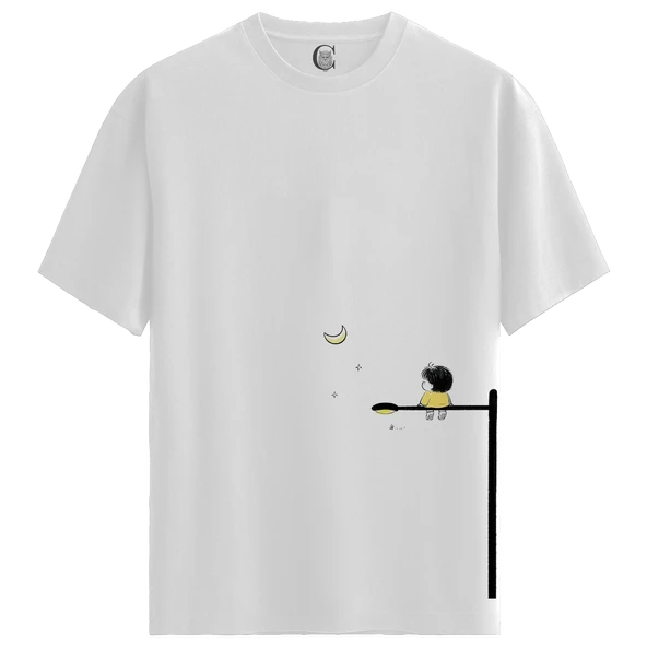 Night Dreamer - %100 Pamuklu Kadın Beyaz Tişört - Premium Quality ürün görseli