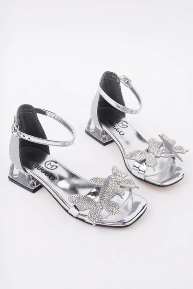 Muggo KENZİE Kelebek Detaylı Bilekten Bağlamalı Kız Çocuk Kısa Topuklu Ayakkabı - 2