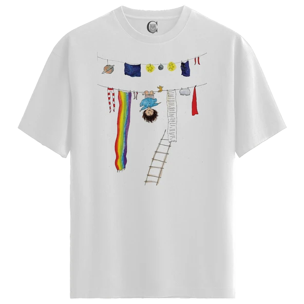 Cosmic Laundry - %100 Pamuklu Kadın Beyaz Tişört - Premium Quality ürün görseli 1