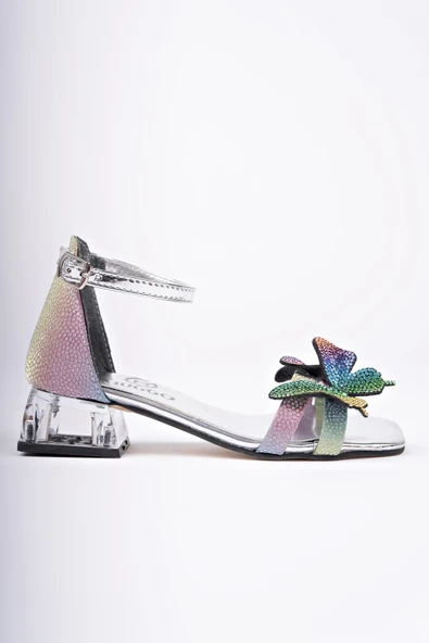 Muggo KENZİE Kelebek Detaylı Bilekten Bağlamalı Kız Çocuk Kısa Topuklu Ayakkabı - 5