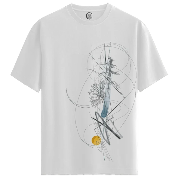 Abstract Nature - %100 Pamuklu Kadın Beyaz Tişört - Premium Quality