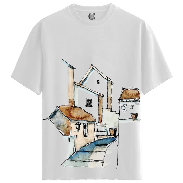 Rustic Alley - %100 Pamuklu Kadın Beyaz Tişört - Premium Quality - 1