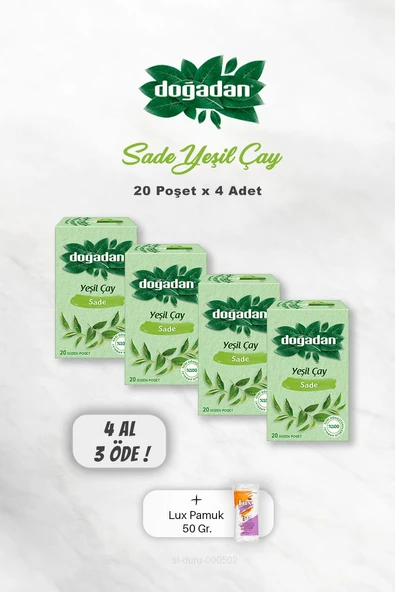 4 AL 3 ÖDE Doğadan Yeşil Çay Sade 20'li, Pamuk ürün görseli