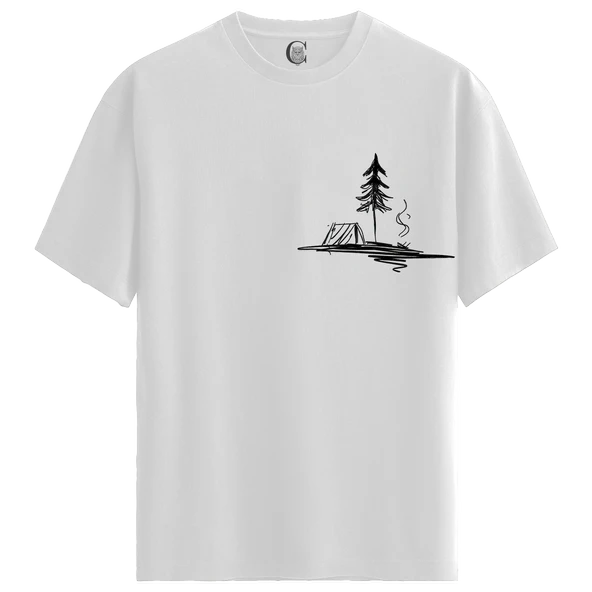 Campfire Night - %100 Pamuklu Kadın Beyaz Tişört - Premium Quality