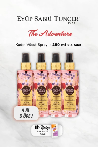 4 AL 3 ÖDE Eyüp Sabri Tuncer Vücut Spreyi Adventure 250 ml, Pamuk Hediyeli - Resim 2