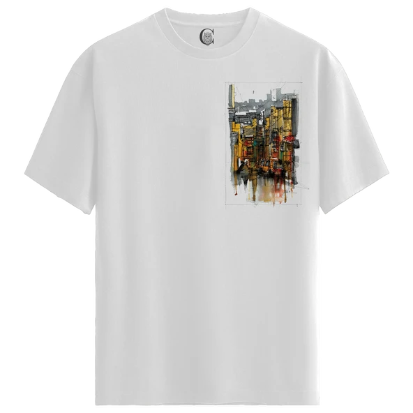 Urban Reflection - %100 Pamuklu Erkek Beyaz Tişört - Premium Quality ürün görseli 1