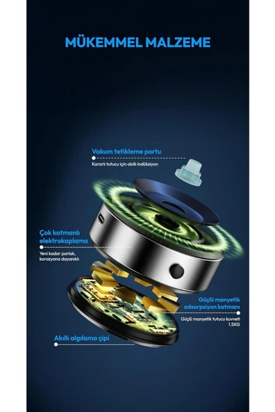 QASUL Universal Süper Manyetik Vakum Araç İçi Telefon Tutucu, Masaüstü, Duvar, Ayna - 4