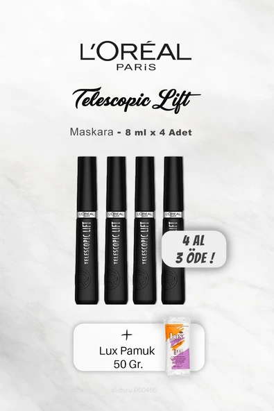 4 AL 3 ÖDE Loreal Paris Telescopic Lift Maskara, Pamuk
