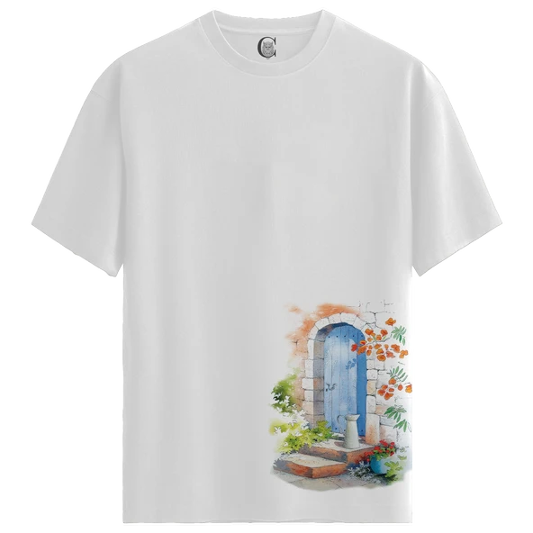 Blue Door - %100 Pamuklu Erkek Beyaz Tişört - Premium Quality