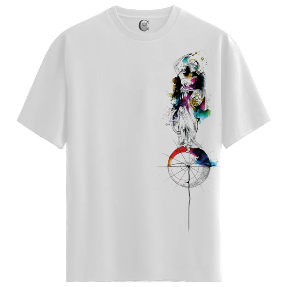 Cosmic Balance - %100 Pamuklu Erkek Beyaz Tişört - Premium Quality
