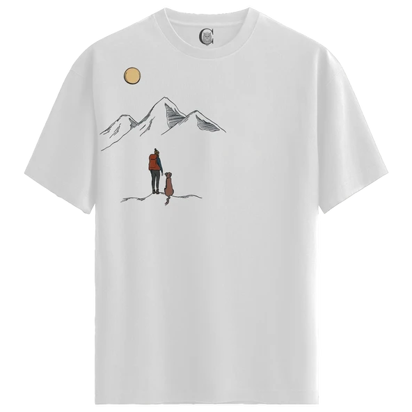 Moonlit Journey - %100 Pamuklu Erkek Beyaz Tişört - Premium Quality