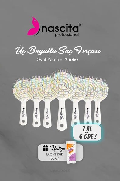 7 AL 6 ÖDE Nascita Üç Boyutlu Saç Fırçası Beyaz, Pamuk Hediyeli ürün görseli