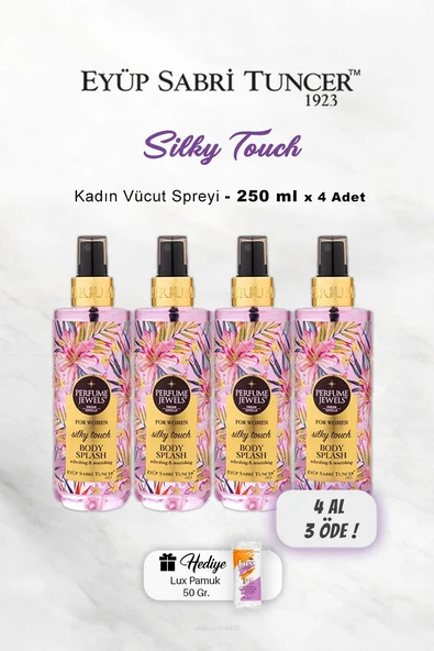 4 AL 3 ÖDE Eyüp Sabri Tuncer Vücut Spreyi Silky Touch 250 ml, Pamuk Hediyeli