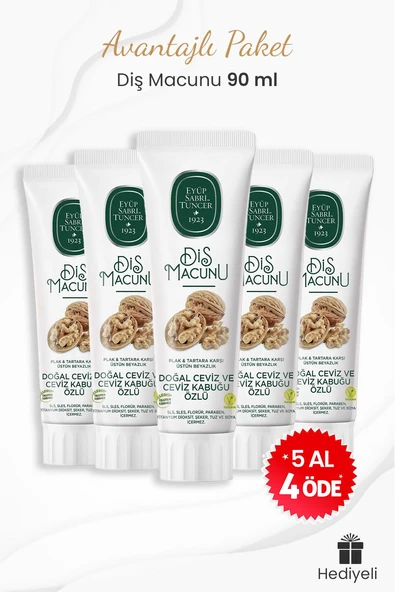 Eyüp Sabri Tuncer 5 al 4 öde Ceviz ve Kabuğu Özlü Diş Macunu Hediyeli ürün görseli