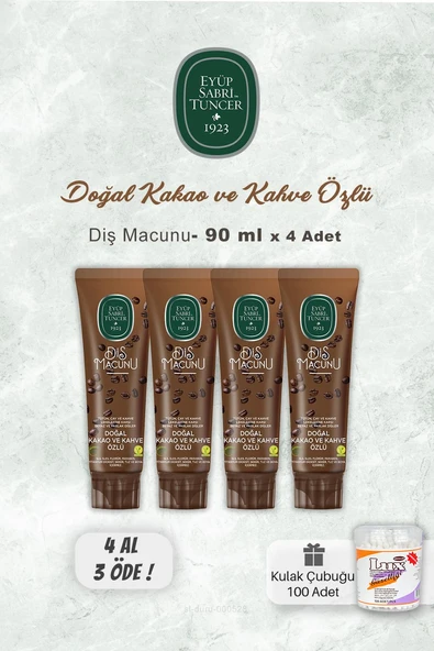 Eyüp Sabri Tuncer Diş Macunu 4 AL 3 ÖDE Kakao Özlü  90 ml ve Kulak Çubuğu
