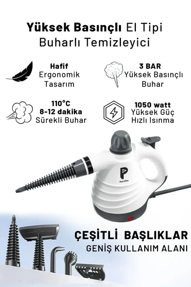 Auhma 350ml Kapasiteli, 1000W Gücünde El Tipi Buharlı Temizlik Aleti AST-02 - 2