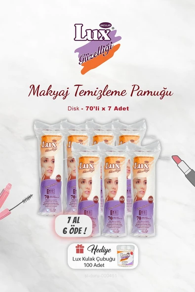 Lux Makyaj Temizleme Pamuğu Disk 7 AL 6 ÖDE ve Lux Pamuk Çubuğu 100' lü ürün görseli