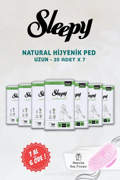 7 AL 6 ÖDE Sleepy Natural Ultra Hassas Hijyenik Ped Uzun 20 li ve Saç Fırçası ürün görseli