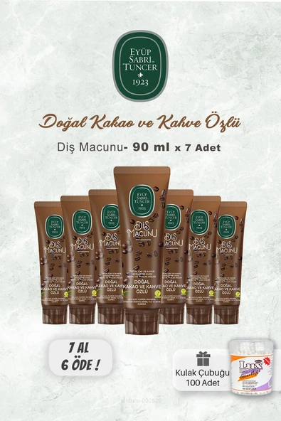Eyüp Sabri Tuncer Diş Macunu 7 AL 6 ÖDE Kakao Özlü 90 ml ve Kulak Çubuğu ürün görseli