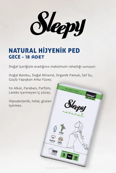 7 AL 6 ÖDE Sleepy Natural Ultra Hassas Hijyenik Ped Gece 18 li ve Disk Pamuk 70 li - Resim 2