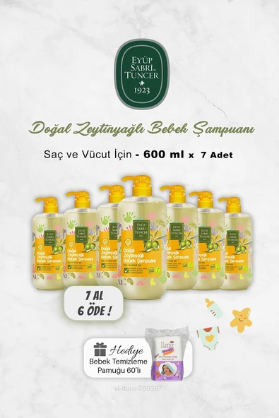 7 AL 6 ÖDE Eyüp Sabri Tuncer Bebek Şampuanı 600 ml, Bebek Pamuğu Hediye ürün görseli