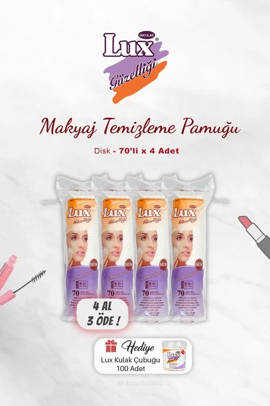 4 AL 3 ÖDE Lux Disk Makyaj Pamuğu 70'li, Kulak Çubuğu Hediyeli ürün görseli