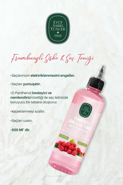 Eyüp Sabri Tuncer Frambuazlı Sirke & Saç Toniği 500 ml 11 AL 10 ÖDE ve Pamuk - Resim 2