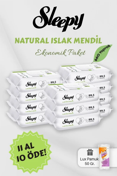 Sleepy Natural Islak Bebek Havlusu 11 AL 10 Öde Hediyeli ürün görseli
