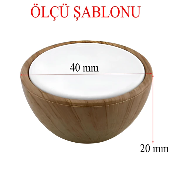 Polimer Düğme Kulp İçbükey Ceviz Beyaz Dolap Mobilya Mutfak Dolabı Çekmece Kulpu Kulbu 5 Adet - Resim 3