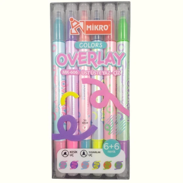 MIKRO MK-606-24 OVERLAY FOSFORLU KALEM 6 LI ürün görseli