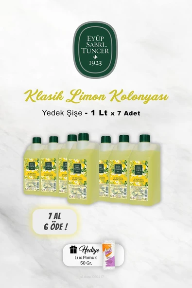 7 AL 6 ÖDE Eyüp Sabri Tuncer Klasik Limon Kolonyası 1 Lt, Pamuk Hediyeli ürün görseli 1