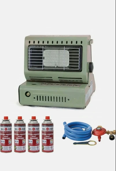 Big Fire Maxi Portatif Kamp Sobası YEŞİL 4 ADET 227 KARTUŞ VE HORTUM DEDANTÖR SETİ - 2